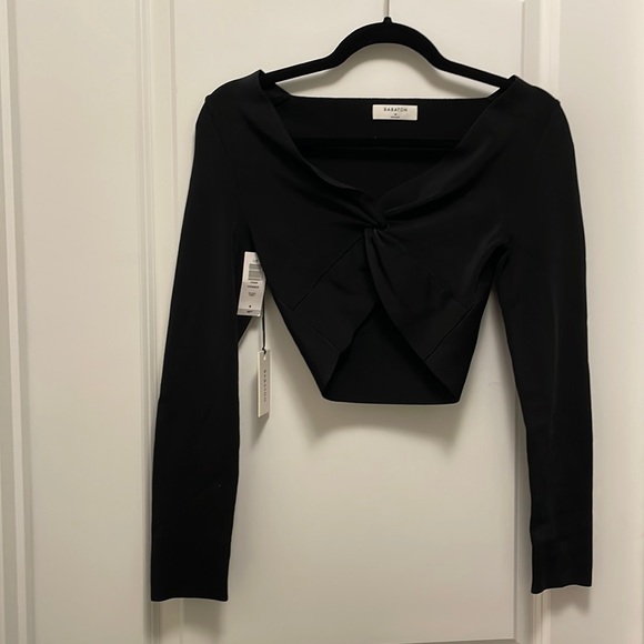 Aritzia Babaton long sleeves twist cropped top - Picture 1 of 4